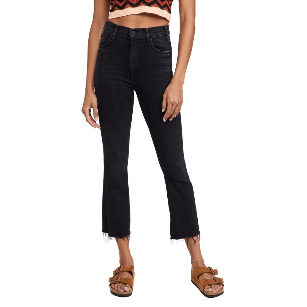 Mother Jeans 30 Black The Hustler Ankle Fray Encounters At Night High Rise Denim